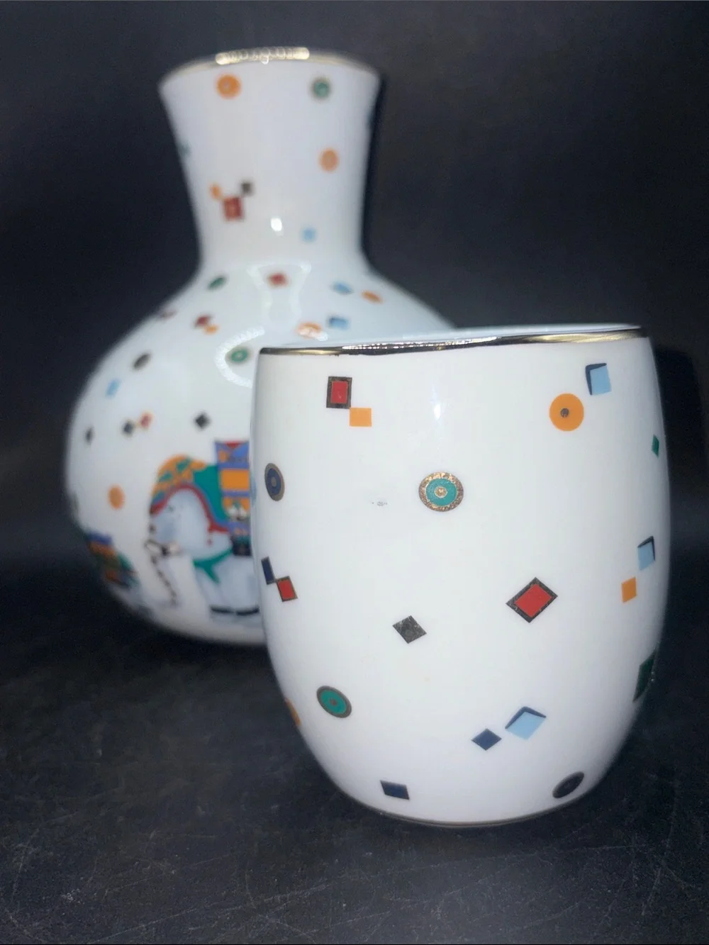 Nantucket Porcelain Vintage Elephant Parade Bedside Water Carafe with Cup